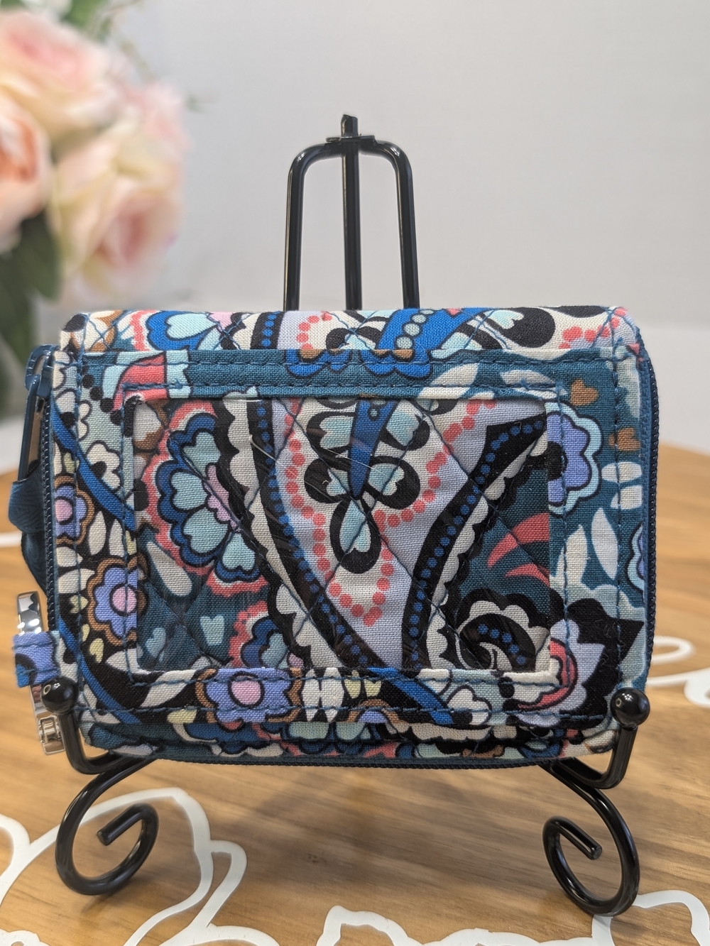 Vera Bradley Quilted Paisley Compact Wallet - Blue Floral